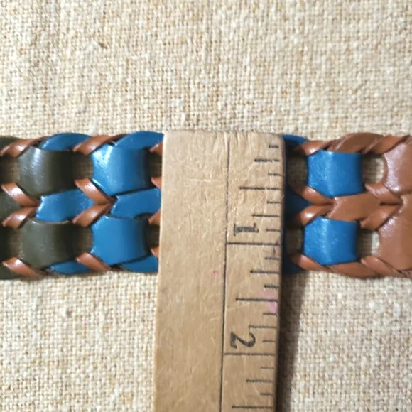 Multicolored Woven Womens Leather Belt Size 2XL Boho Western Southwestern - Picture 11 of 14